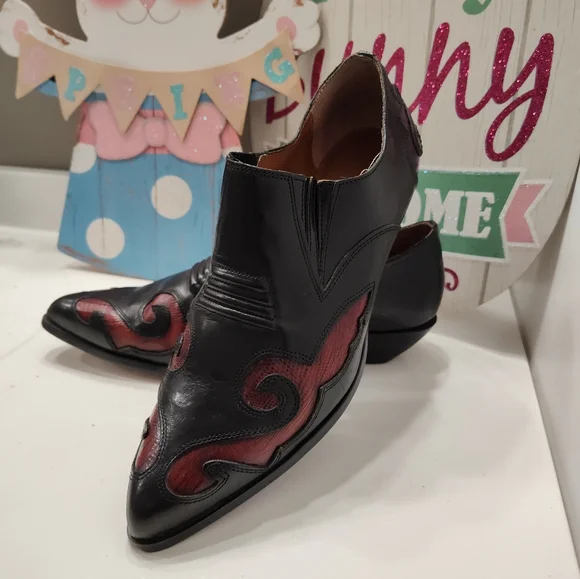 Vintage EUC 80'S NINE WEST Aviva Leather Cowgirl Slip On Ankle Booties, 🖤, 7.5 - Picture 8 of 16